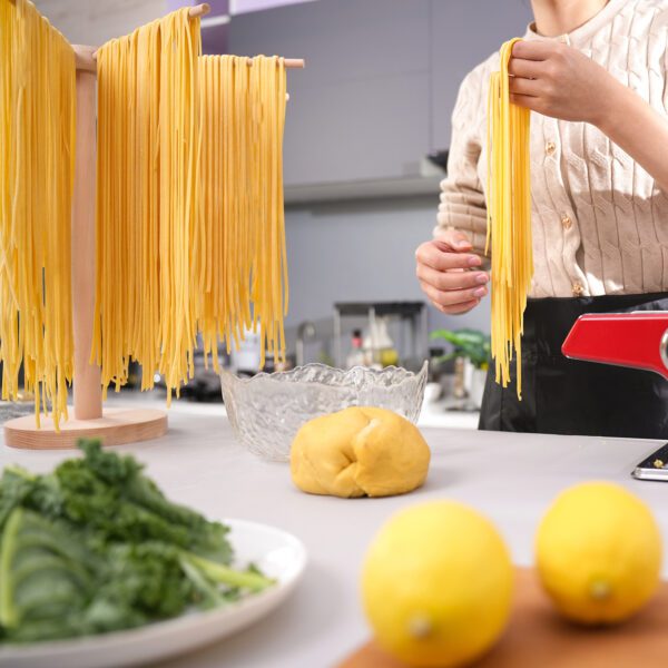 Pasta Drying Rack, Large Wood Pasta Rack Collapsible for Fresh Pasta Noodle Spaghetti Dryer Hanger Stand