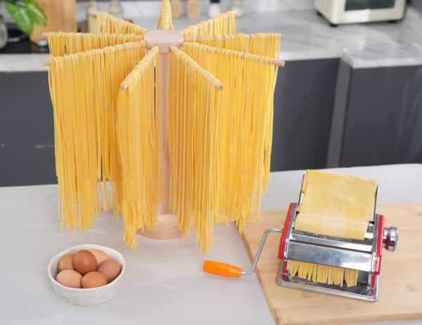 Pasta Drying Rack, Large Wood Pasta Rack Collapsible for Fresh Pasta Noodle Spaghetti Dryer Hanger Stand - Image 4