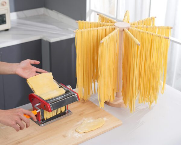 Pasta Drying Rack, Large Wood Pasta Rack Collapsible for Fresh Pasta Noodle Spaghetti Dryer Hanger Stand - Image 2